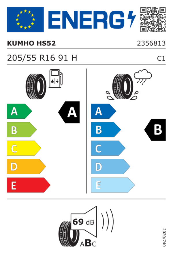 Étiquette UE 2356813 pour Kumho Ecsta HS52 205/55 R16 91H Kumho Ecsta HS52 205/55 R16 91H - Image 2