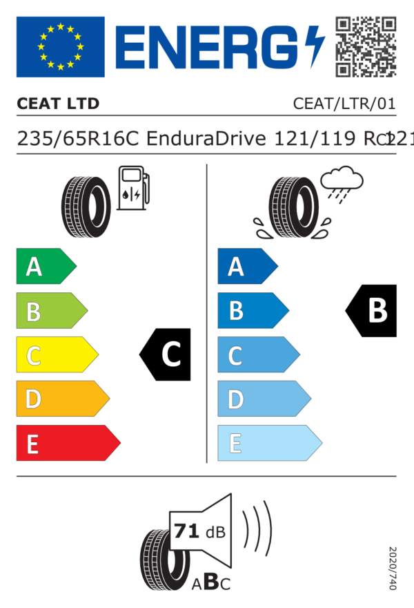 Étiquette UE 106311 pour Ceat Endura 235/65 R16 121R Ceat Endura 235/65 R16 121R - Image 2