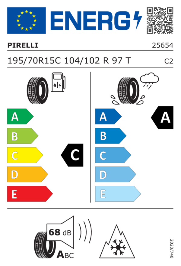 Étiquette UE 2565400 pour Pirelli Carrier All Season 195/70 R15C 104/97/102R Pirelli Carrier All Season 195/70 R15C 104/97/102R - Image 2