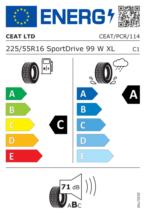 Étiquette UE 106407 pour Ceat Sportdrive 225/55 R16 99W XL Ceat Sportdrive 225/55 R16 99W XL - Image 2