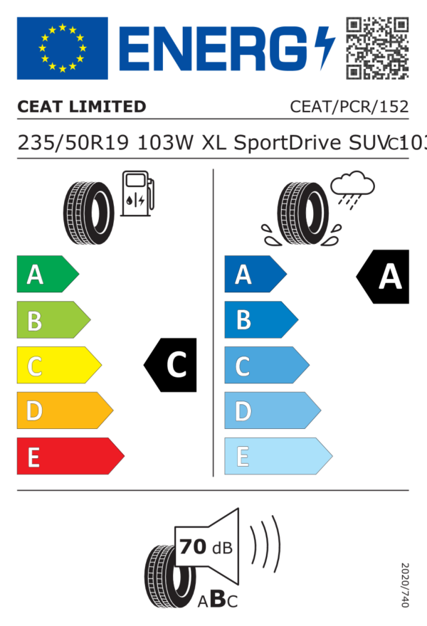 Étiquette UE 106708 pour Ceat Sportdrive SUV 235/50 R19 103W XL Ceat Sportdrive SUV 235/50 R19 103W XL - Image 2